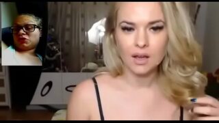 Girlfriend kissing her friend on skype